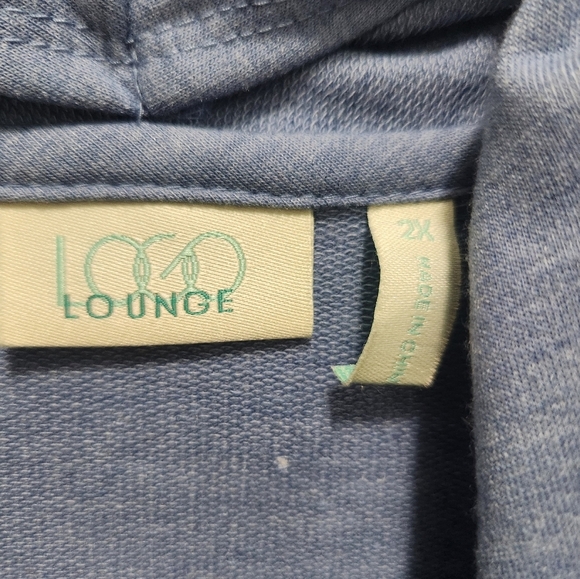 LOGO Lounge Lori Goldstein Blue Gray Swiss Dots Open Cardigan Size 2X Lagenlook - Picture 4 of 4